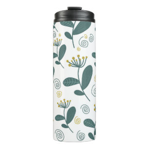 Seamless flowers background in Scandinavian style. Thermal Tumbler