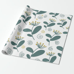 Seamless flowers background in Scandinavian style. Wrapping Paper