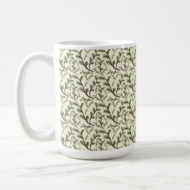 Seamless Forest Leaves Pattern Dark Botanical  Coffee Mug (Left)