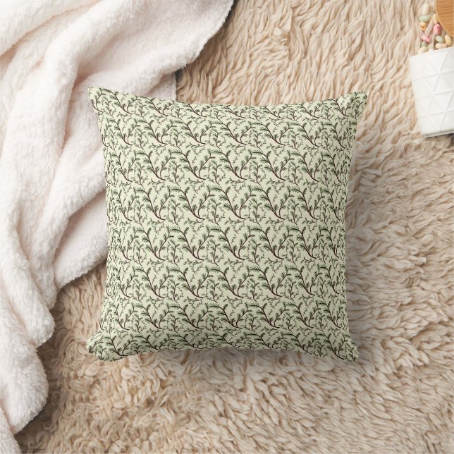 Seamless Forest Leaves Pattern Dark Botanical  Cushion (Blanket)