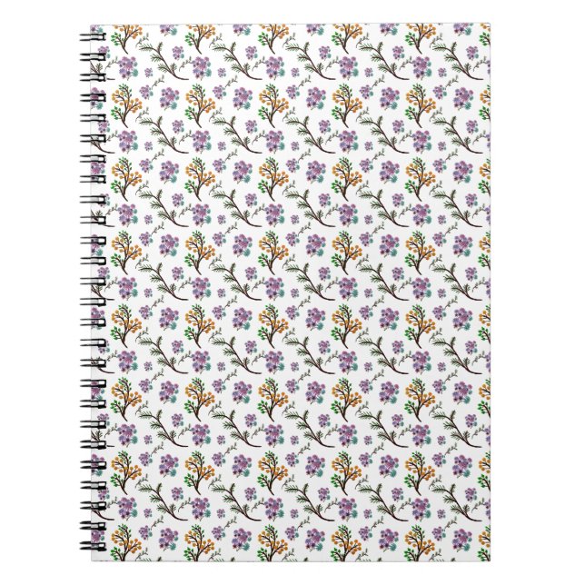 Seamless Forest Leaves Pattern Dark Botanical Natu Notebook (Front)