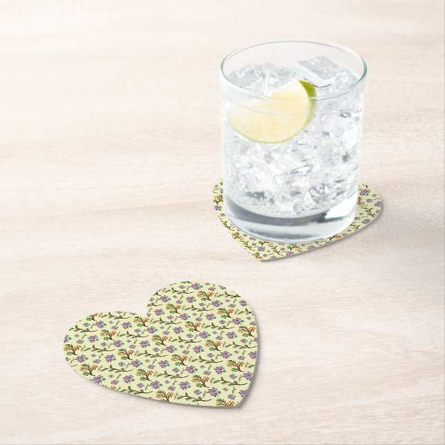 Seamless Forest Leaves Pattern Dark Botanical Natu Paper Coaster (Insitu)