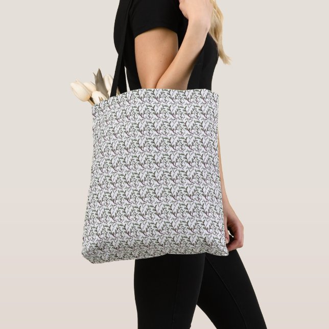 Seamless Forest Leaves Pattern Dark Botanical  Tote Bag (Close Up)