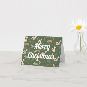 Seamless Fox Winter Branches and Leaves Pattern Card