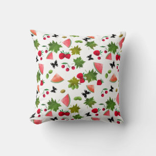 Seamless Fresh Fruits Berries Watercolor Cartoon C Cushion