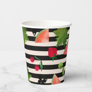 Seamless Fresh Fruits Berries Watercolor Cartoon C Paper Cups