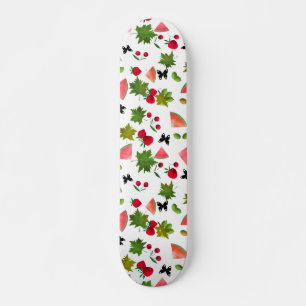 Seamless Fresh Fruits Berries Watercolor Skateboard