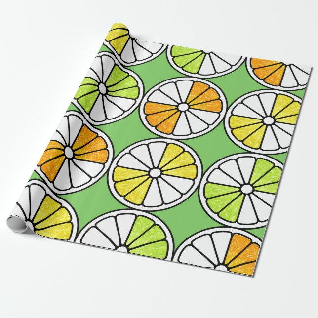 Seamless fruit pattern. Painted illustration. Oran Wrapping Paper (Unrolled)