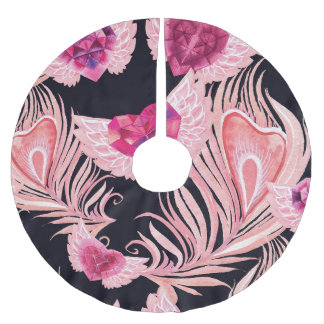 Seamless Gentle Watercolor Valentine's Pattern Brushed Polyester Tree Skirt