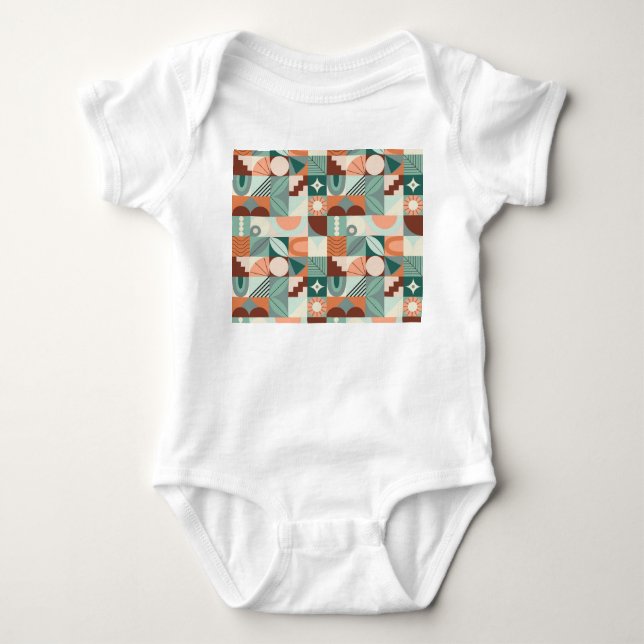 Seamless geometric, abstract mosaic pattern. baby bodysuit (Front)