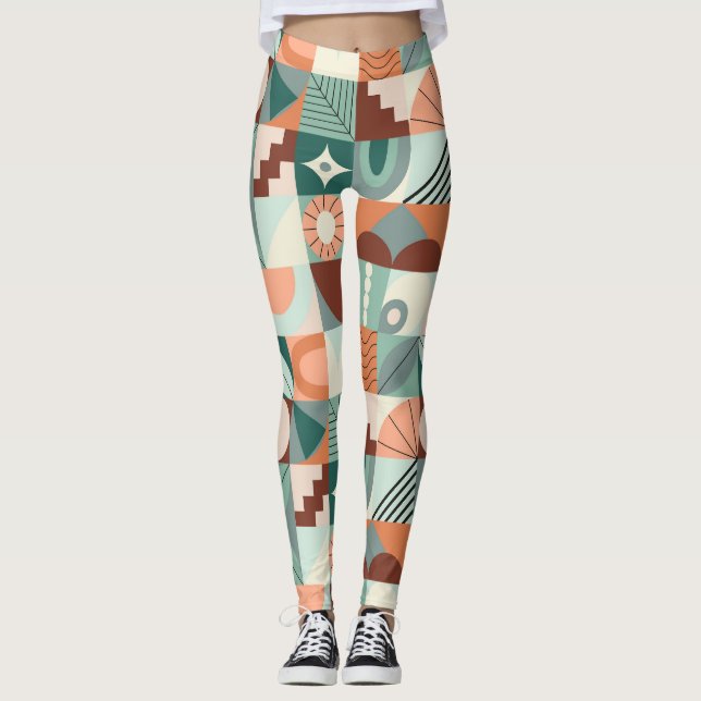 Seamless geometric, abstract mosaic pattern. leggings (Front)