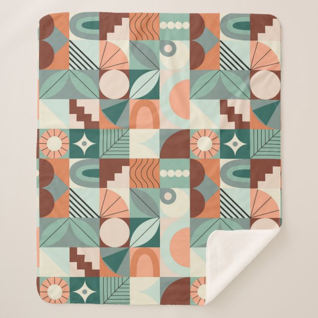 Seamless geometric, abstract mosaic pattern. sherpa blanket (Front)