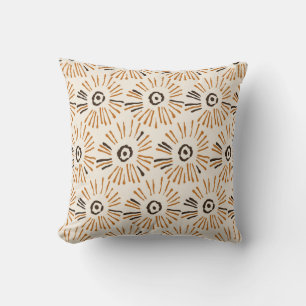 Seamless geometric batik floral pattern on autumn cushion