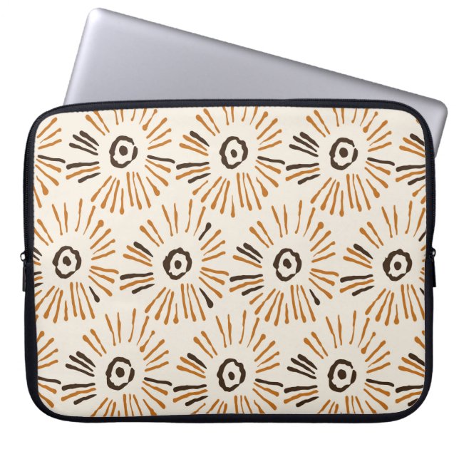 Seamless geometric batik floral pattern on autumn  laptop sleeve (Front)
