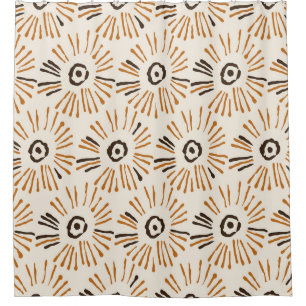 Seamless geometric batik floral pattern on autumn  shower curtain