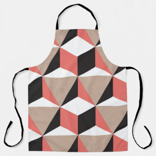 Seamless Geometric Black White Coral 3D Shapes Bro Apron