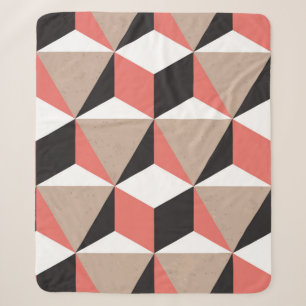 Seamless Geometric Black White Coral 3D Shapes Bro Sherpa Blanket