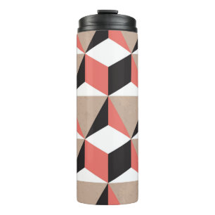 Seamless Geometric Black White Coral 3D Shapes Bro Thermal Tumbler