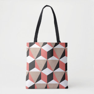 Seamless Geometric Black White Coral 3D Shapes Bro Tote Bag
