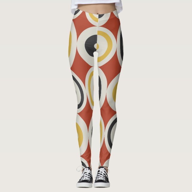 Seamless Geometric Colourful Circles Pattern Leggings (Front)