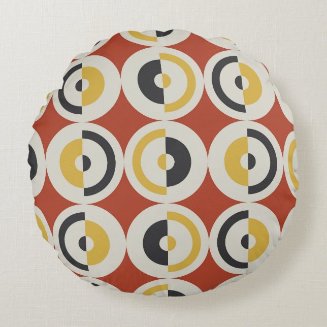 Seamless Geometric Colourful Circles Pattern Round Cushion (Front)