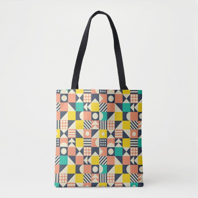 seamless geometric colourful pattern tote bag (Front)