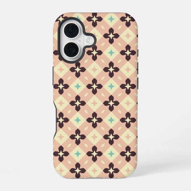 Seamless geometric floral  pattern iPhone 16 case (Back)