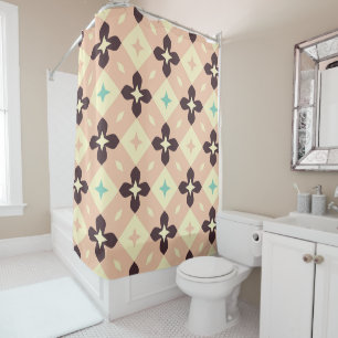 Seamless geometric floral  pattern shower curtain