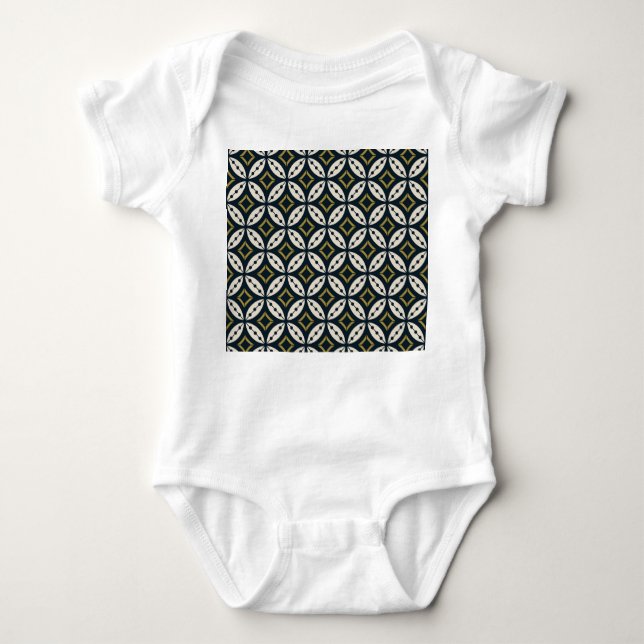 Seamless geometric flowers: colourful pattern. baby bodysuit (Front)