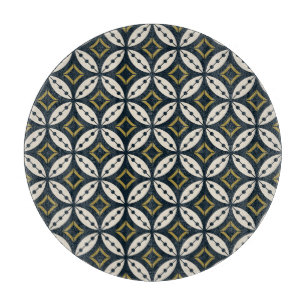 Seamless geometric flowers: colourful pattern. cutting board
