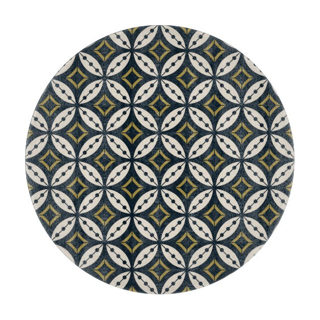 Seamless geometric flowers: colourful pattern. cutting board (Front)