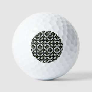 Seamless geometric flowers: colourful pattern. golf balls
