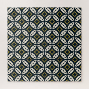 Seamless geometric flowers: colourful pattern. jigsaw puzzle