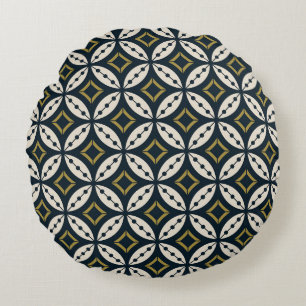 Seamless geometric flowers: colourful pattern. round cushion