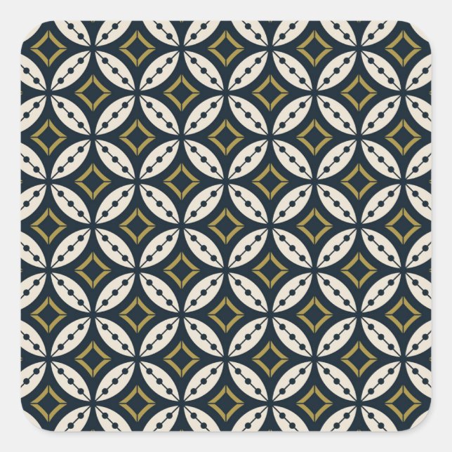Seamless geometric flowers: colourful pattern. square sticker (Front)