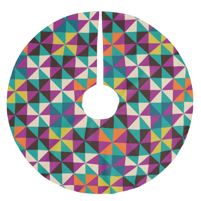 Seamless Geometric, Modern Pattern Design. Brushed Polyester Tree Skirt (Front)