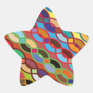 Seamless Geometric Multicolor Chain Pattern Star Sticker