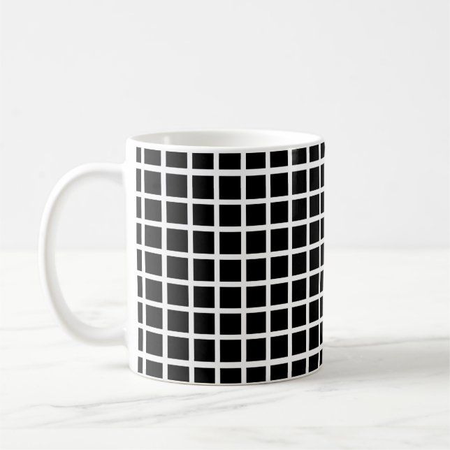 Seamless geometric pattern. Black square on white  Coffee Mug (Left)
