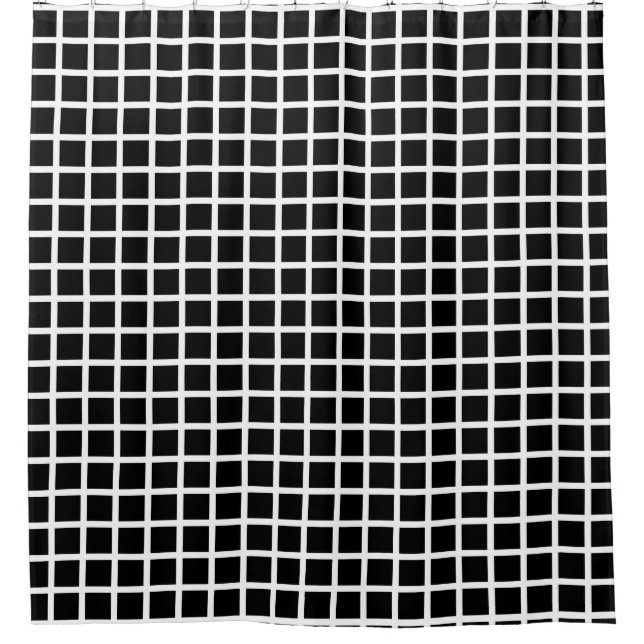 Seamless geometric pattern. Black square on white  Shower Curtain (Front)