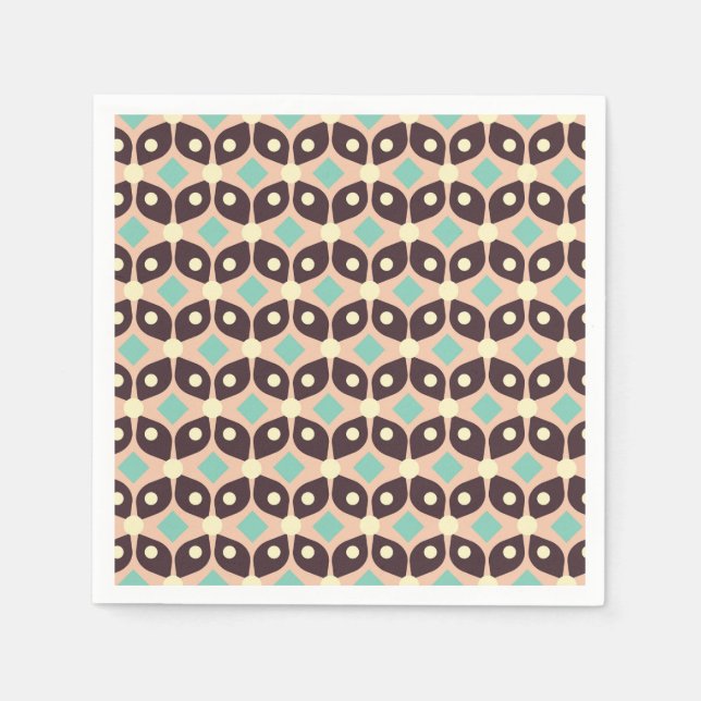 Seamless geometric pattern in dark brown leaf  napkin (Front)