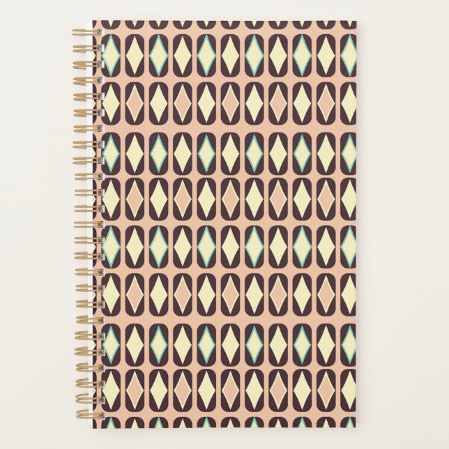 Seamless geometric pattern in dark brown leaf  planner (Front)