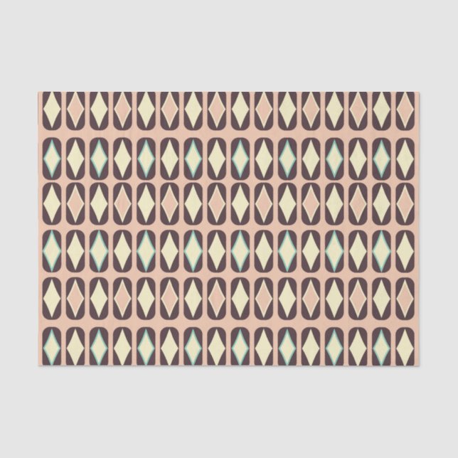 Seamless geometric pattern in dark brown leaf  tissue paper (Front)