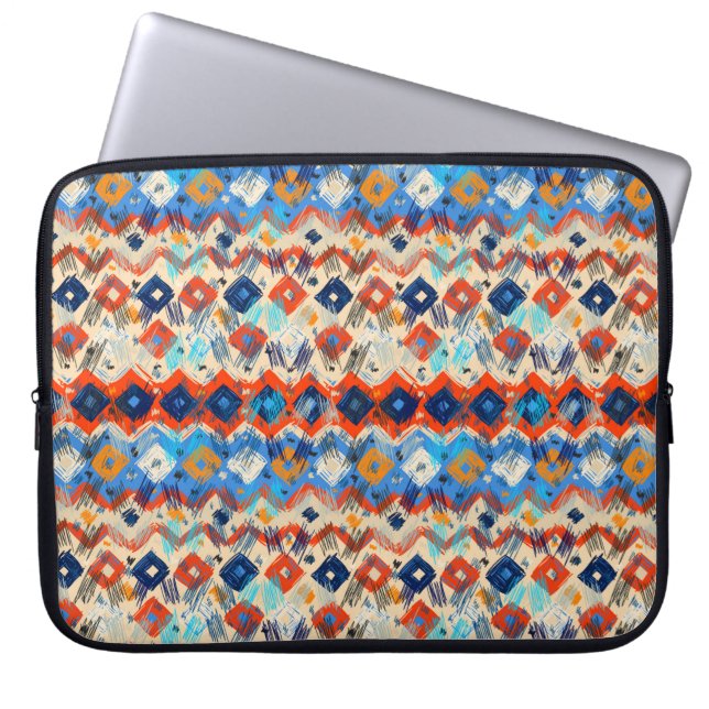 Seamless geometric pattern in ethnic laptop sleeve (Front)