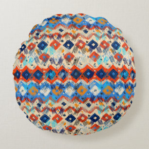 Seamless geometric pattern in ethnic round cushion