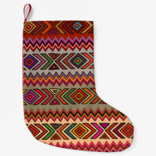 Seamless geometric pattern in ethnic style with rh small christmas stocking