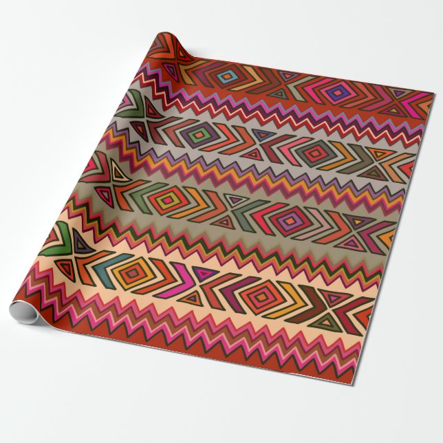Seamless geometric pattern in ethnic style with rh wrapping paper (Unrolled)
