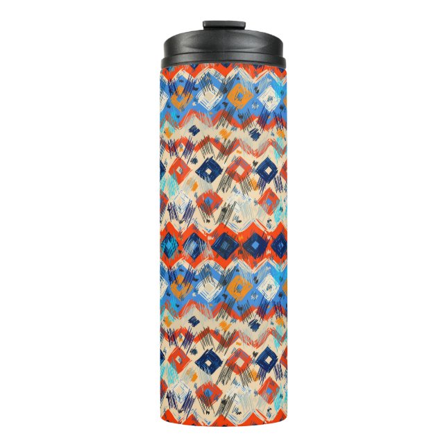 Seamless geometric pattern in ethnic thermal tumbler (Front)