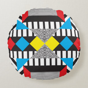 Seamless geometric pattern in modern abstract styl round cushion