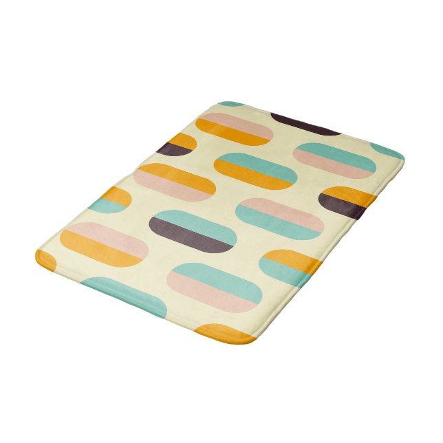 Seamless geometric pattern in retro vibes bath mat (Angled)