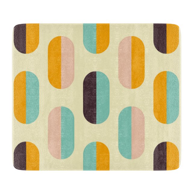 Seamless geometric pattern in retro vibes cutting board (Front)